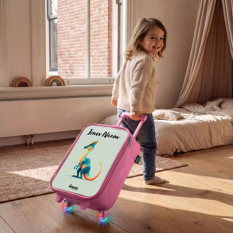Kinderkoffer met naam - Roze - Dino - Blauw - Dier — 3