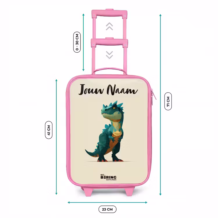 Kinderkoffer met naam - Roze - Dino - Dier - Groen — 5