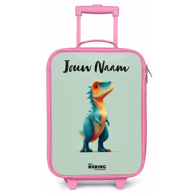 Kinderkoffer met naam - Roze - Dino - Dier - Groen - Oranje — 1