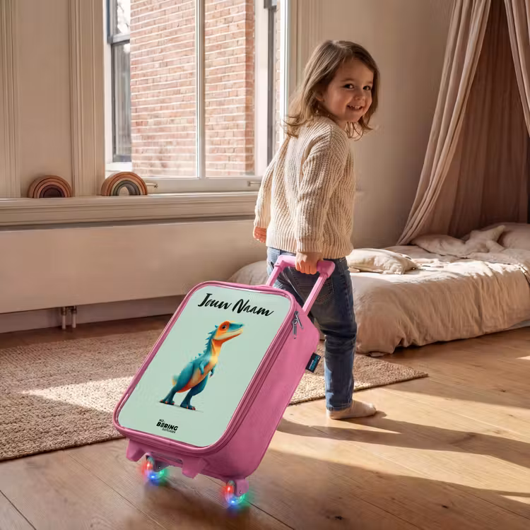 Kinderkoffer met naam - Roze - Dino - Dier - Groen - Oranje — 3
