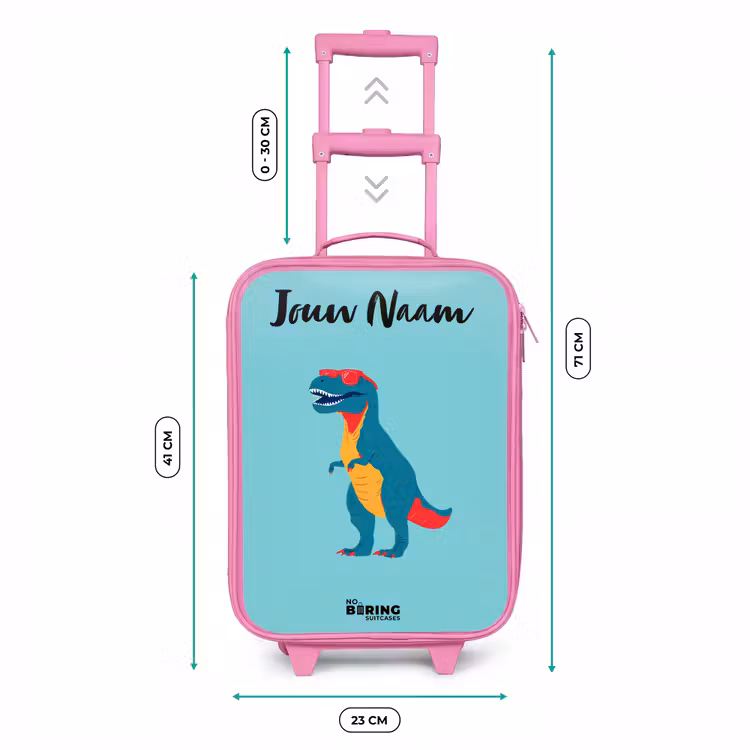 Kinderkoffer met naam - Roze - Dino - Dier - Zonnebril — 5