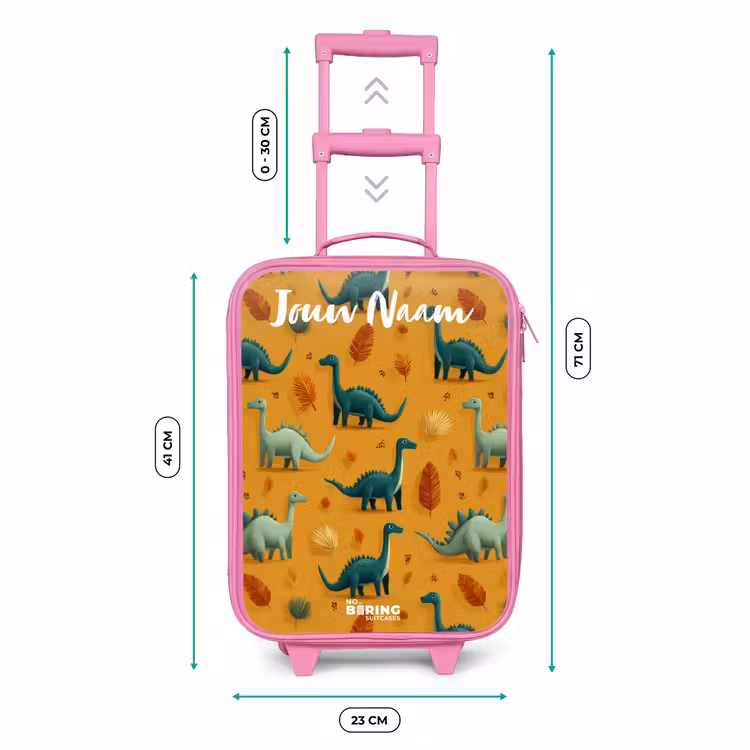 Kinderkoffer met naam - Roze - Dino - Dieren - Patroon — 5