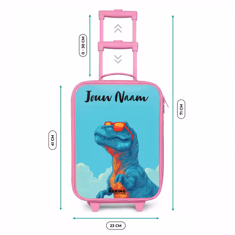 Kinderkoffer met naam - Roze - Dino - Zonnebril - Blauw — 5
