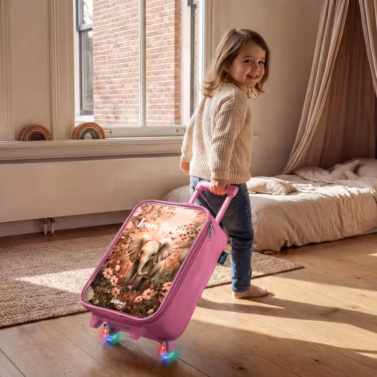 Kinderkoffer met naam - Roze - Flora flapoor — 3