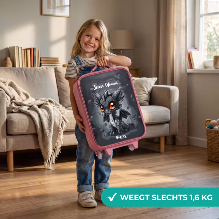 Kinderkoffer met naam - Roze - Gino grijsstaart — 2