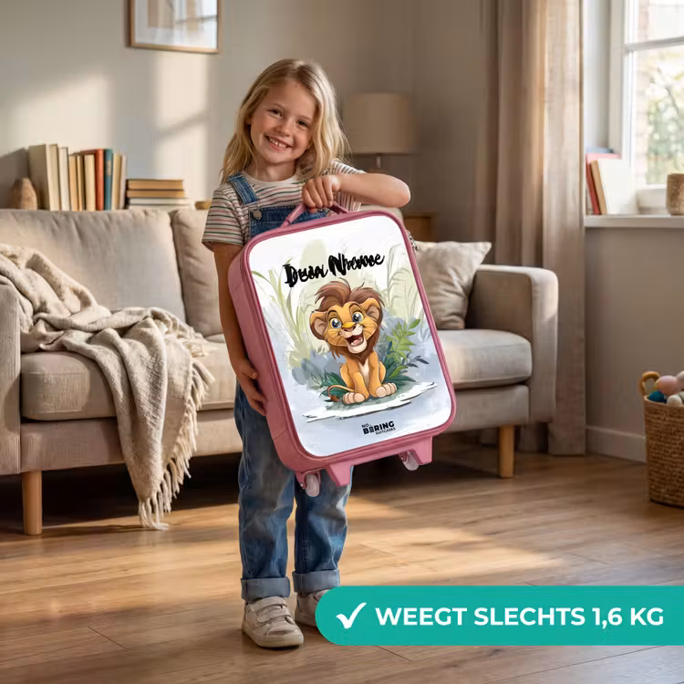 Kinderkoffer met naam - Roze - Guusje giraf — 2