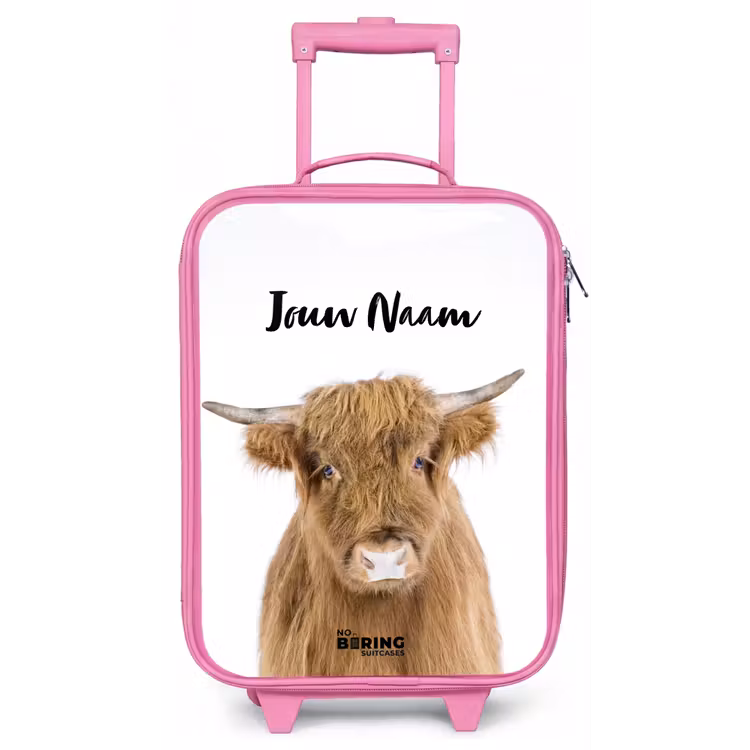 Kinderkoffer met naam - Roze - Halbe Hooglander — 1