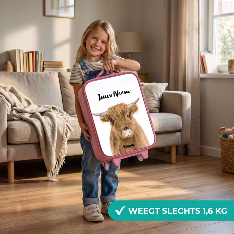 Kinderkoffer met naam - Roze - Halbe Hooglander — 2
