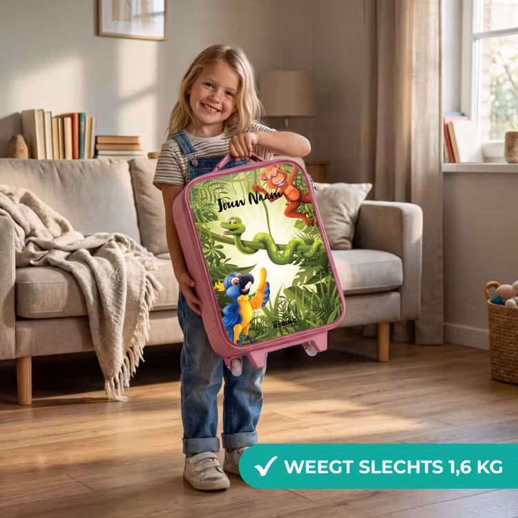Kinderkoffer met naam - Roze - Jolige jungle — 2