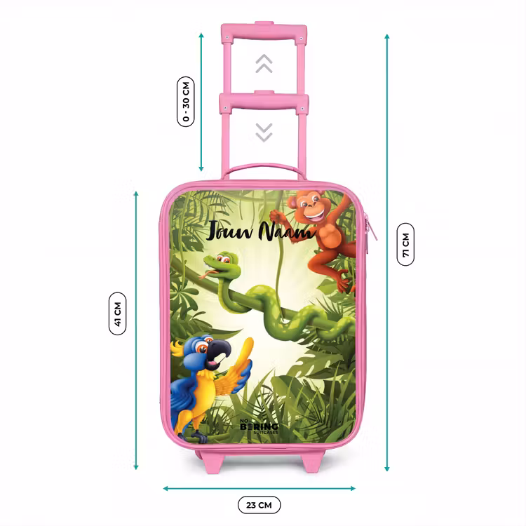 Kinderkoffer met naam - Roze - Jolige jungle — 5
