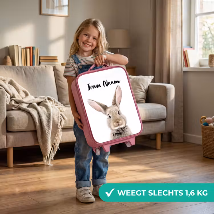 Kinderkoffer met naam - Roze - Koen Konijn — 2
