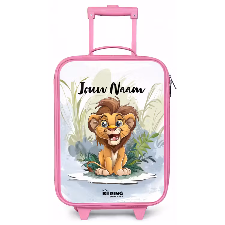 Kinderkoffer met naam - Roze - Lenny leeuwtje — 1