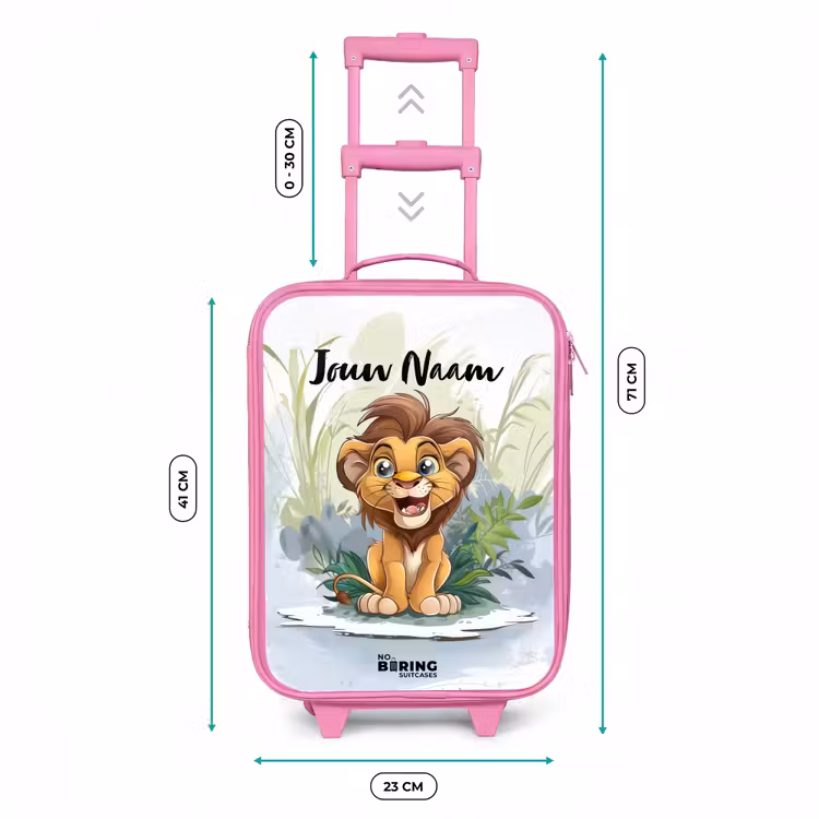 Kinderkoffer met naam - Roze - Lenny leeuwtje — 5