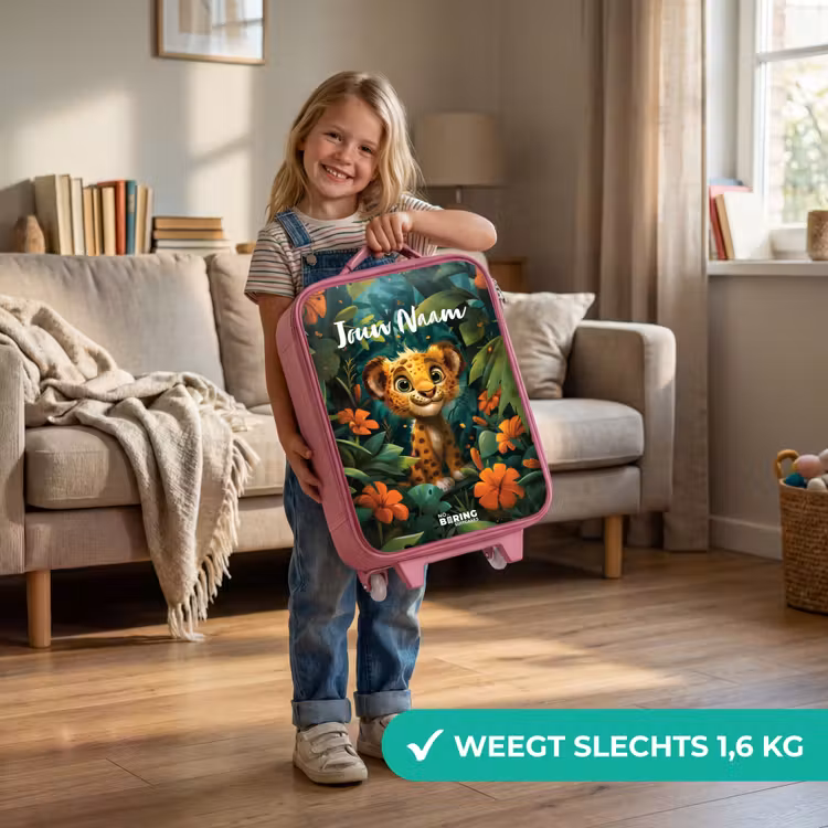 Kinderkoffer met naam - Roze - Liam luipaardje — 2