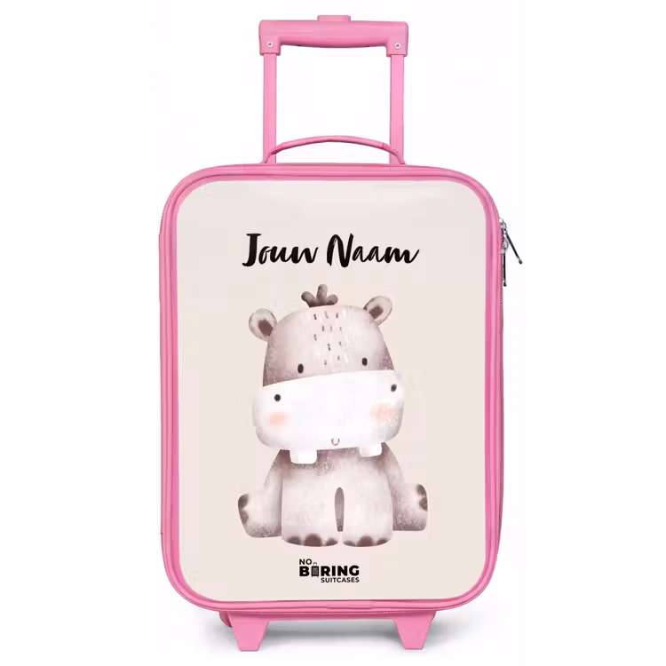 Kinderkoffer met naam - Roze - Nigel Nijlpaard — 1