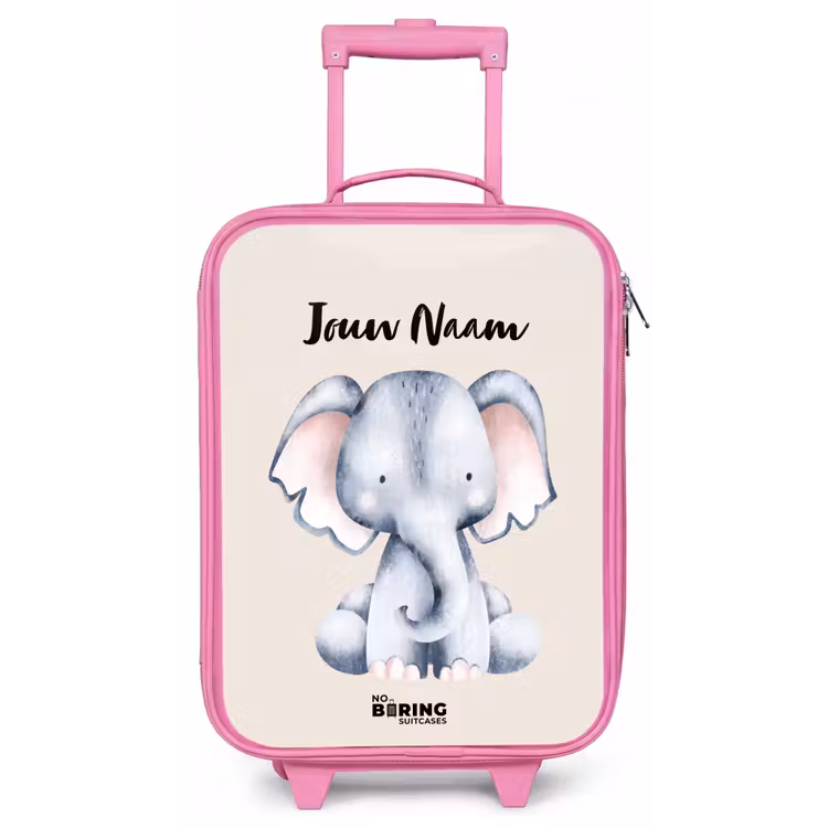 Kinderkoffer met naam - Roze - Oane Olifant — 1