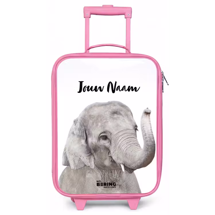 Kinderkoffer met naam - Roze - Oscar Olifant — 1