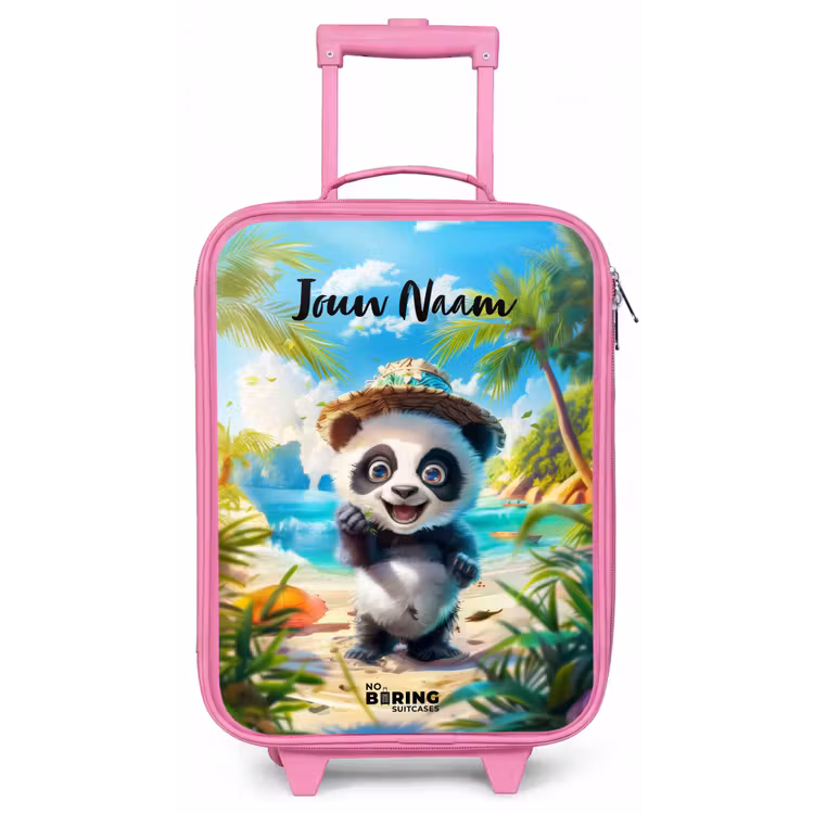Kinderkoffer met naam - Roze - Pablo panda — 1