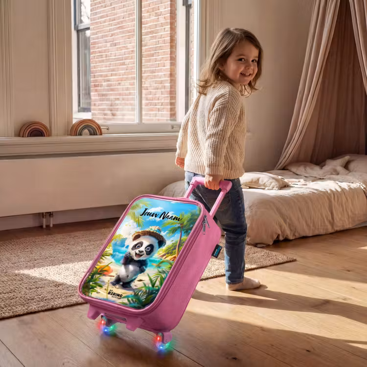 Kinderkoffer met naam - Roze - Pablo panda — 3