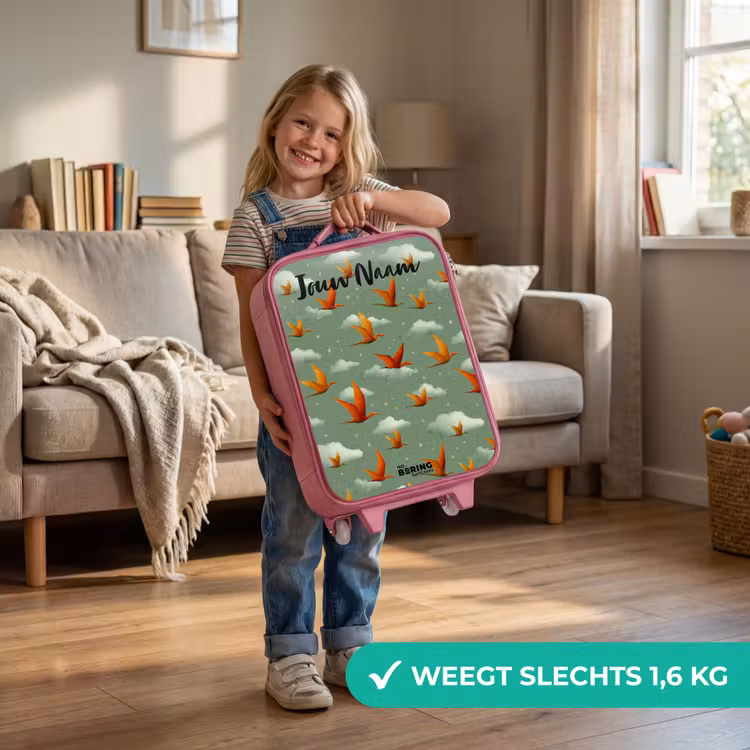 Kinderkoffer met naam - Roze - Patroon - Dino - Pterosaurussen — 2