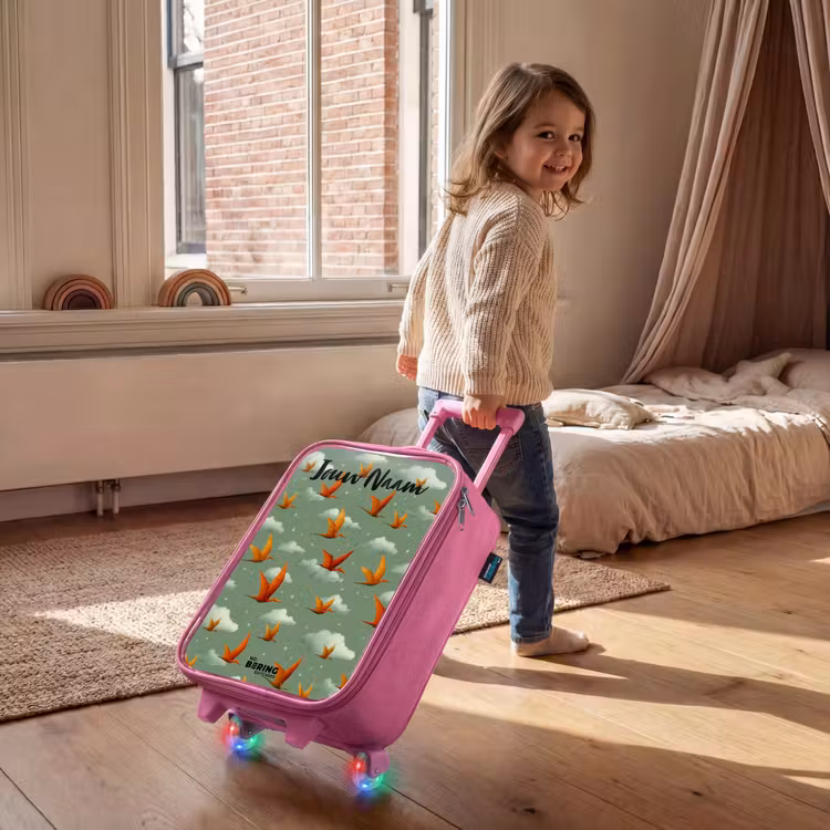 Kinderkoffer met naam - Roze - Patroon - Dino - Pterosaurussen — 3