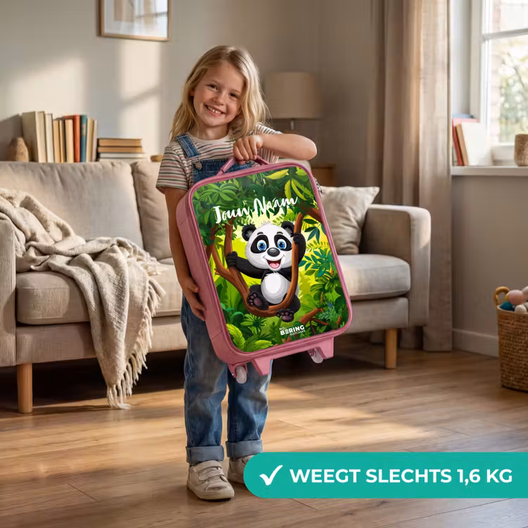 Kinderkoffer met naam - Roze - Pedro panda — 2