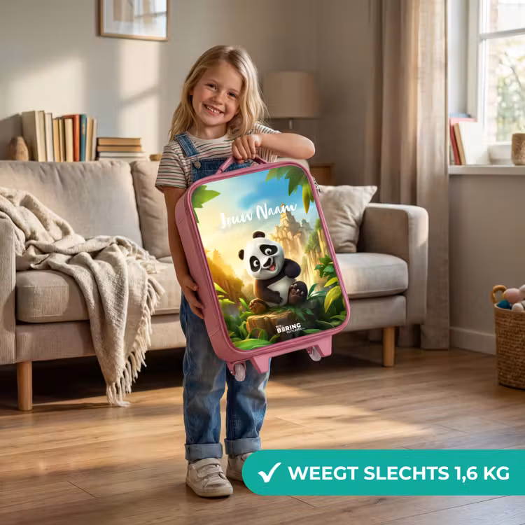 Kinderkoffer met naam - Roze - Peter Panda — 2