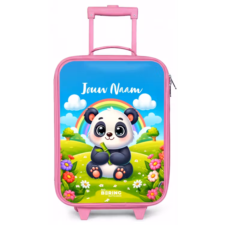 Kinderkoffer met naam - Roze - Pukkie Panda — 1