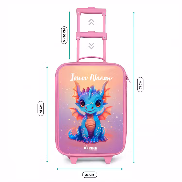 Kinderkoffer met naam - Roze - Schattige baby draak — 5