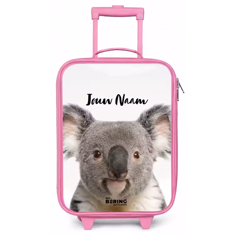 Kinderkoffer met naam - Roze - Schattige Koala Beer — 1