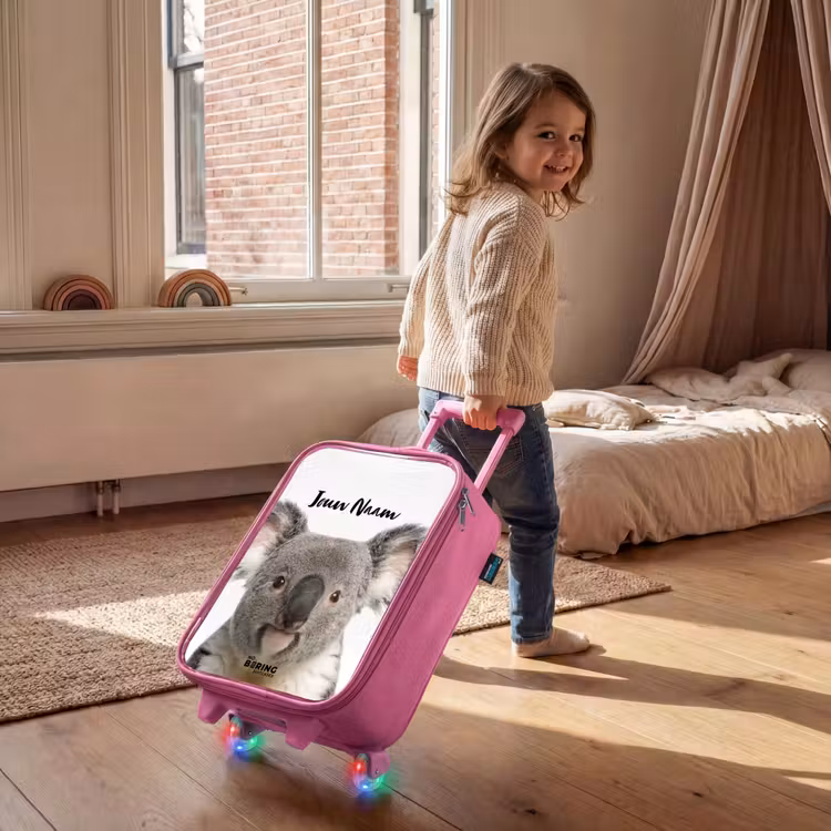 Kinderkoffer met naam - Roze - Schattige Koala Beer — 3