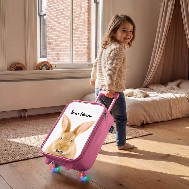 Kinderkoffer met naam - Roze - Snuffels met Tevreden Hoofd — 3