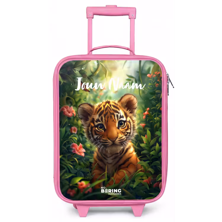 Kinderkoffer met naam - Roze - Tommy tijger — 1