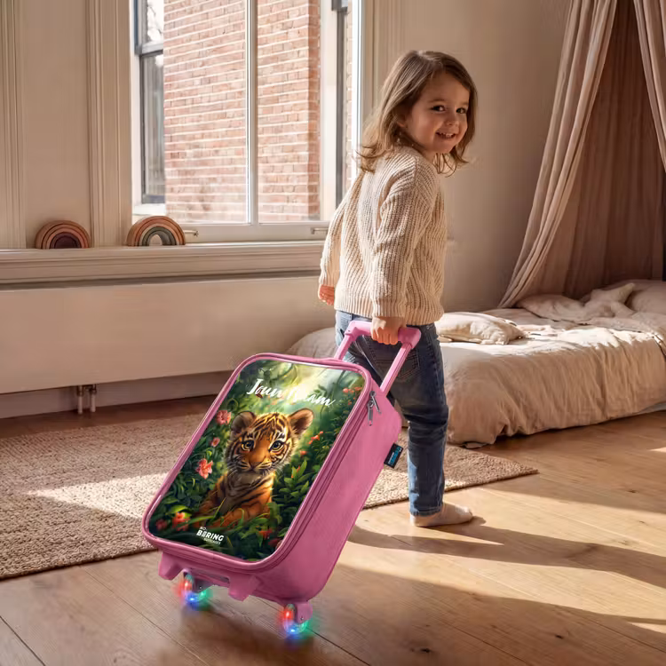 Kinderkoffer met naam - Roze - Tommy tijger — 3