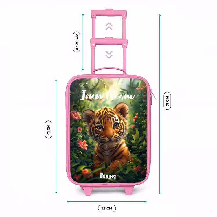 Kinderkoffer met naam - Roze - Tommy tijger — 5