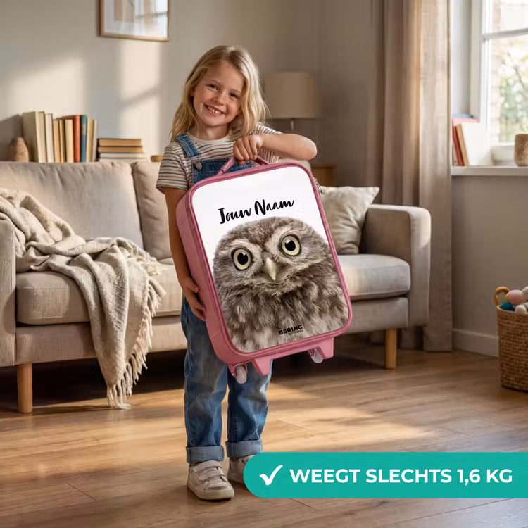 Kinderkoffer met naam - Roze - Ulke Uil — 2