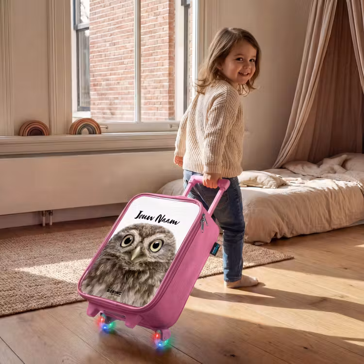 Kinderkoffer met naam - Roze - Ulke Uil — 3