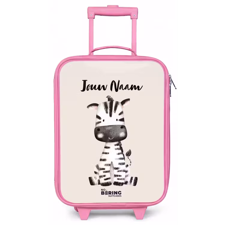 Kinderkoffer met naam - Roze - Zoë Zebra — 1
