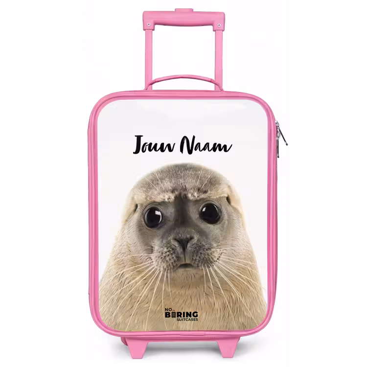 Kinderkoffer met naam - Roze - Zyon Zeehond — 1