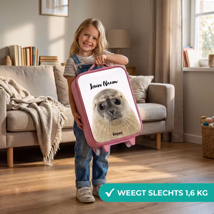 Kinderkoffer met naam - Roze - Zyon Zeehond — 2