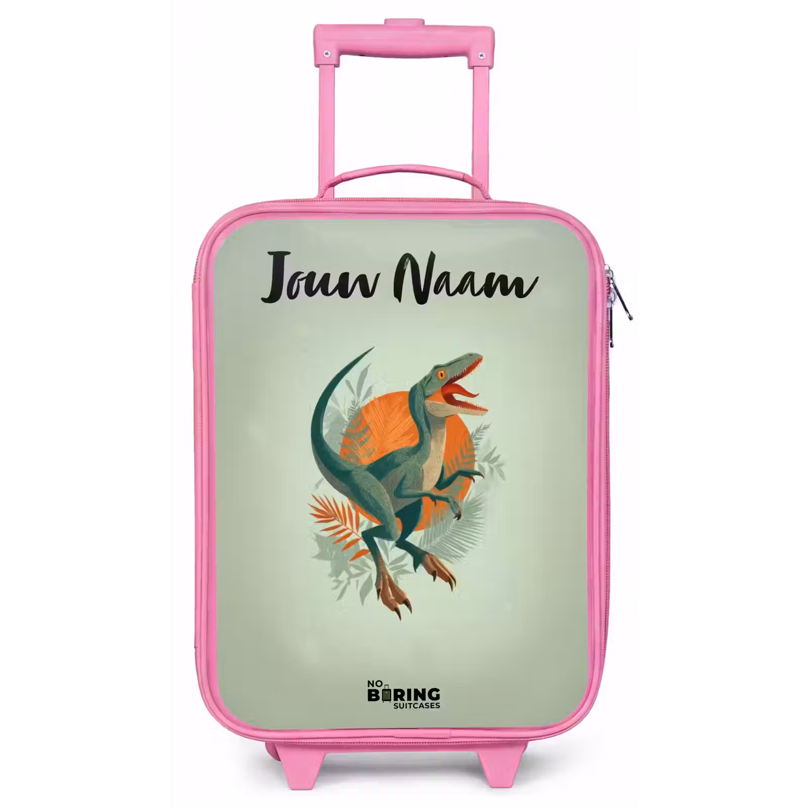 Kinderkoffer met naam - Roze - Dier - Dino - Natuur — 1