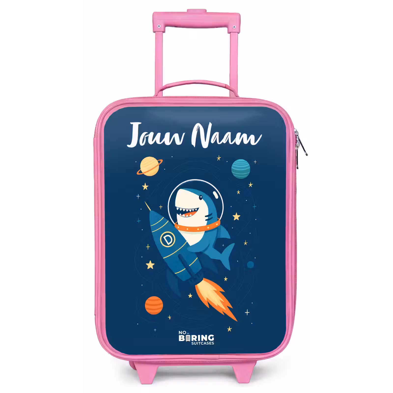Kinderkoffer met naam - Roze - Dier - Ruimte - Planeet - Raket — 1