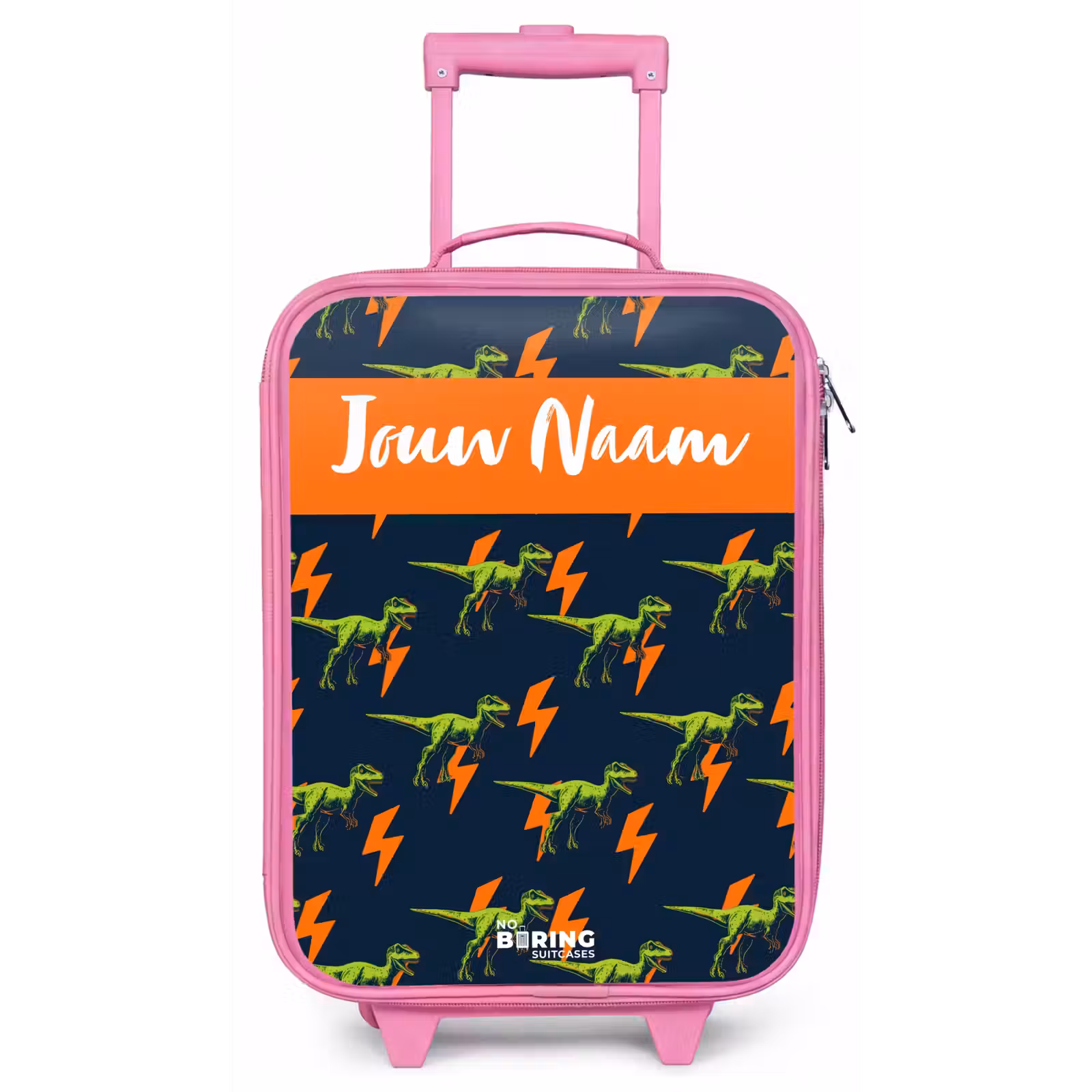 Kinderkoffer met naam - Roze - Dinos - Bliksem - Dieren - Blauw — 1