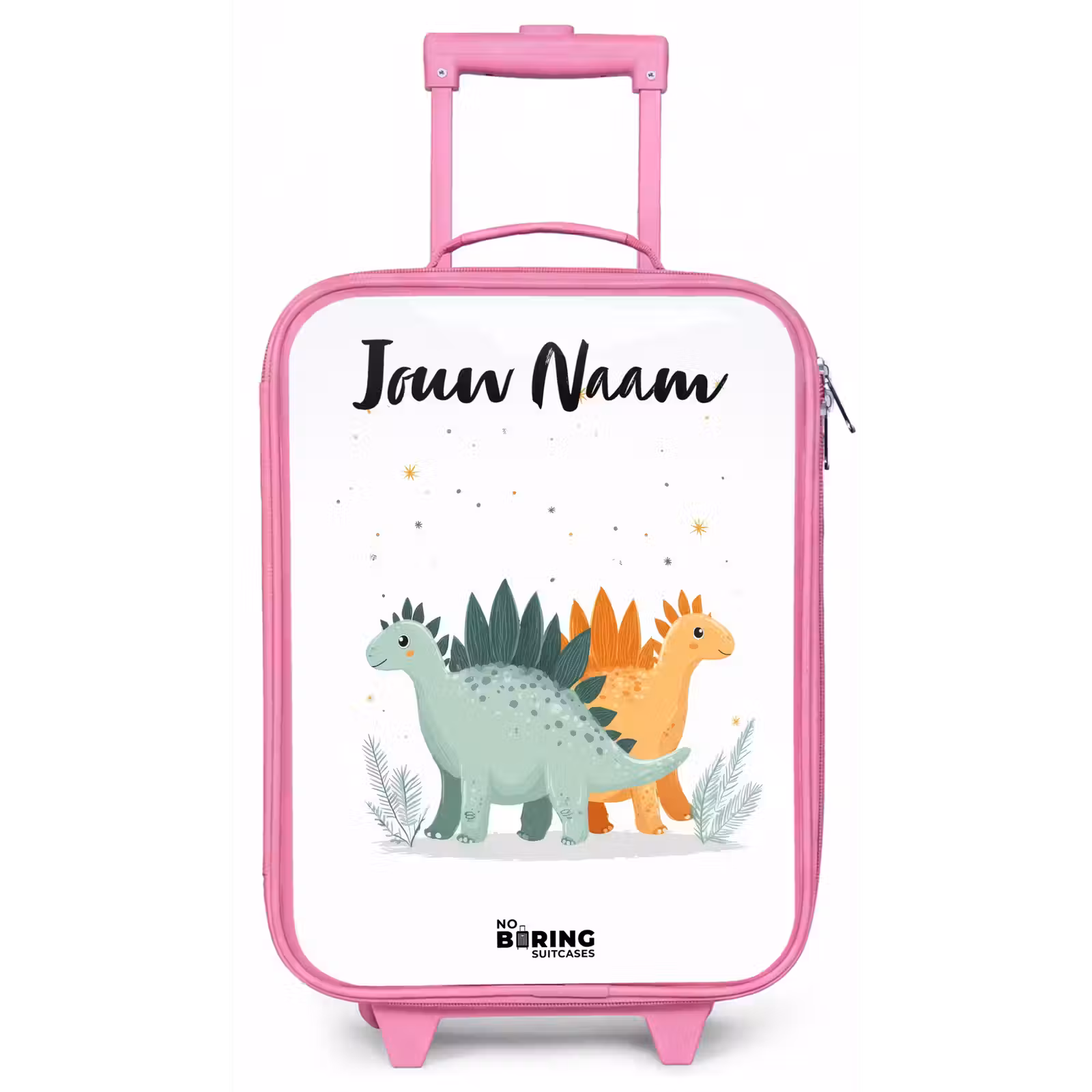Kinderkoffer met naam - Roze - Dinos - Dieren - Sterren — 1