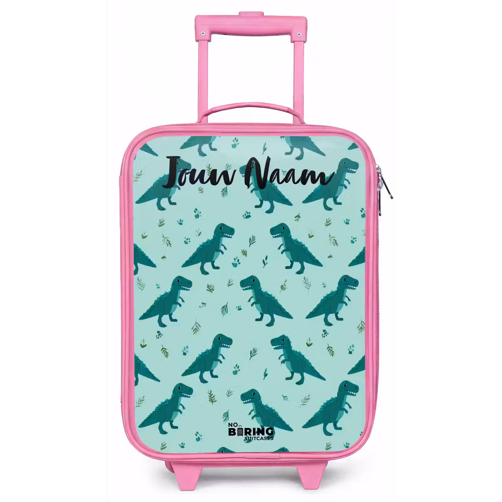 Kinderkoffer met naam - Roze - Dinos - Patroon - Groen — 1