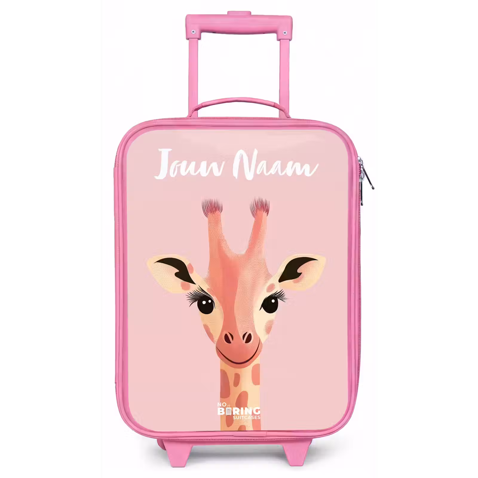 Kinderkoffer met naam - Roze - Giraffe - Wimpers - Minimalistisch - Roze — 1