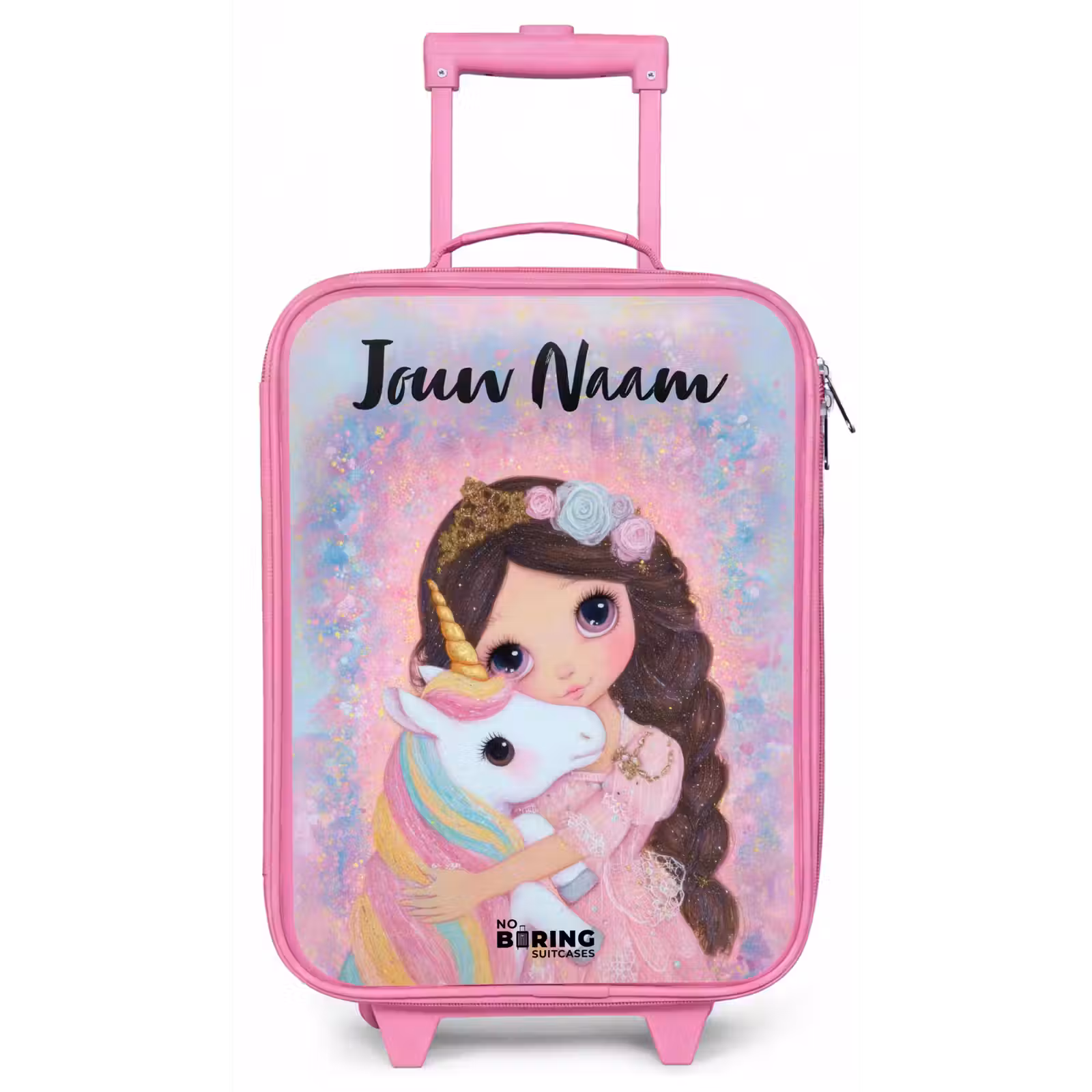 Kinderkoffer met naam - Roze - Meisje - Eenhoorn - Glitter — 1