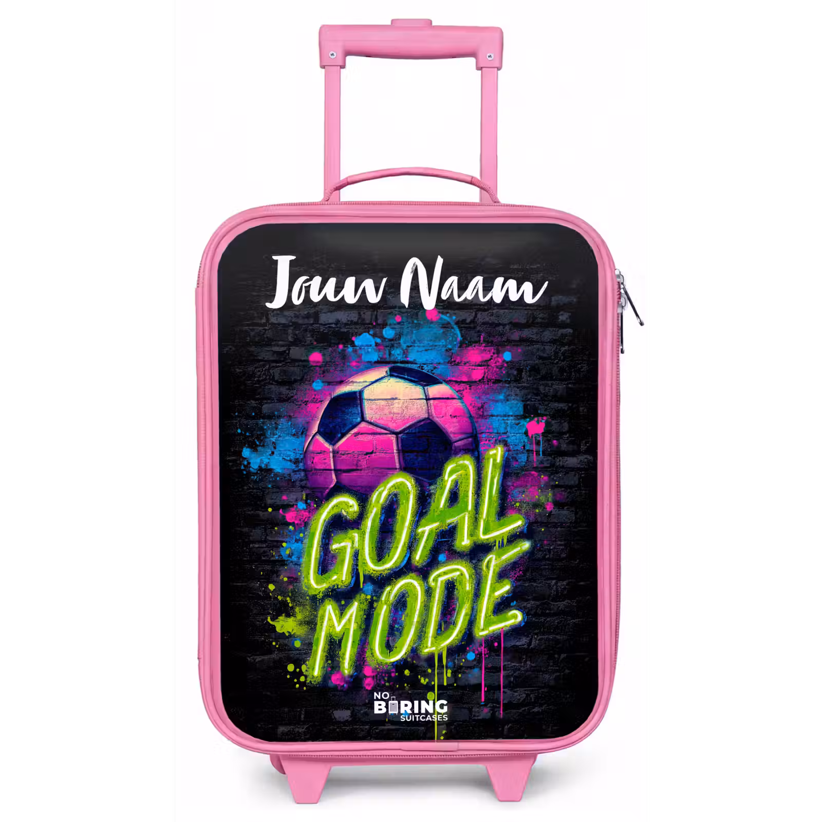 Kinderkoffer met naam - Roze - Neon - Graffiti - Voetbal - Kleurrijk — 1