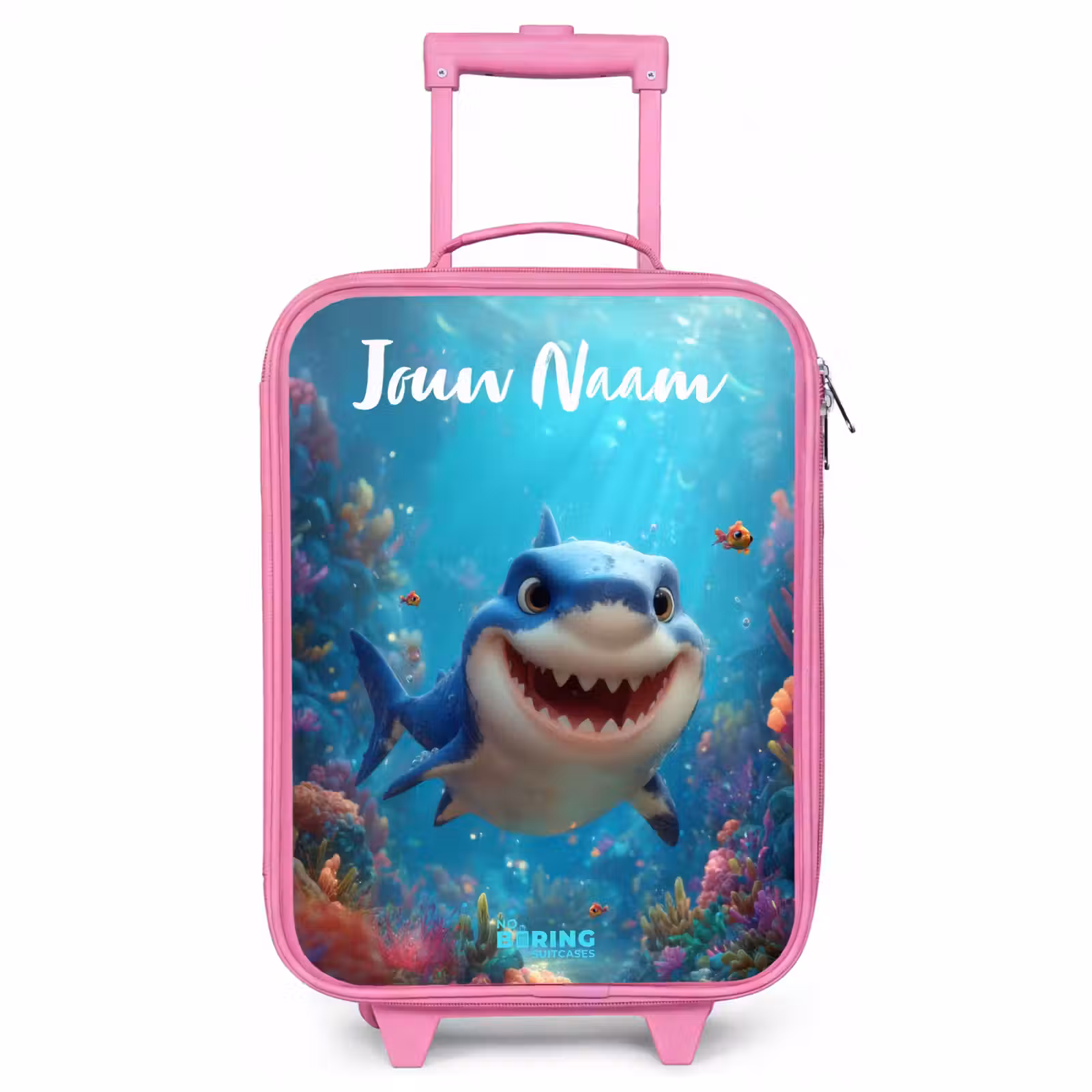 Kinderkoffer met naam - Roze - Rif - Koraal - Haai - Dier — 1