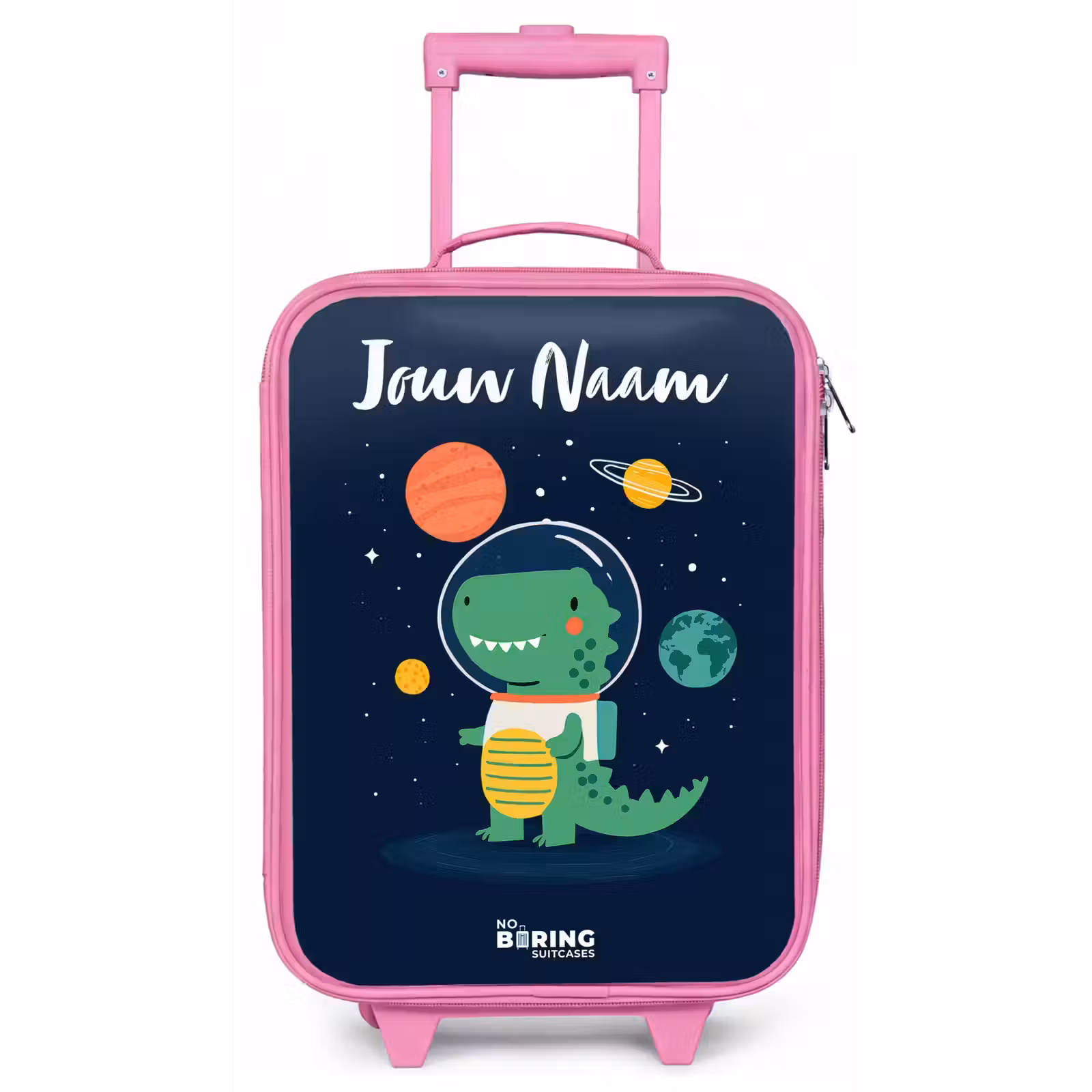Kinderkoffer met naam - Roze - Ruimte - Dino - Planeten - Sterren — 1